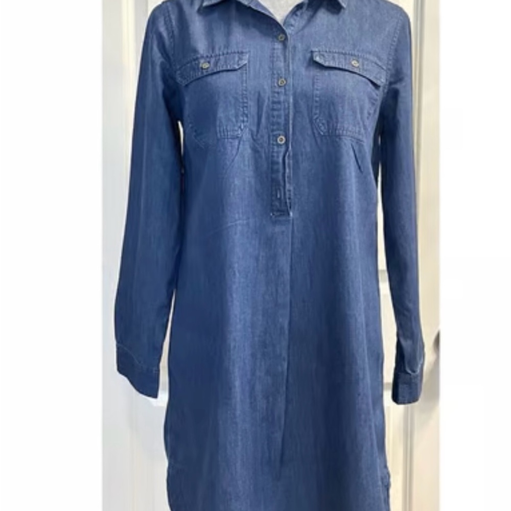 Old Navy women’s XXL long sleeve chambray collared denim shift dress - Picture 6 of 6